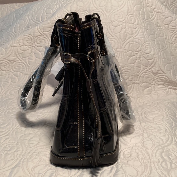 Dooney & Bourke Croco-Embossed Leather Double Strap Tassle Bag - Picture 3 of 14